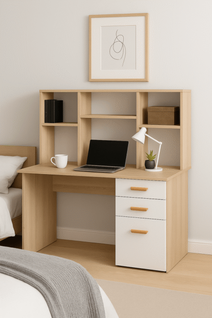 Bureau Moderne avec rangement beige blanc