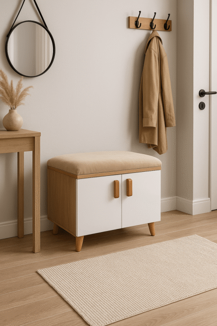 Pouffe  – Beige & Blanc