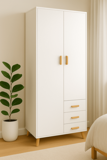 Armoire 2 Portes Scandinave Blanc