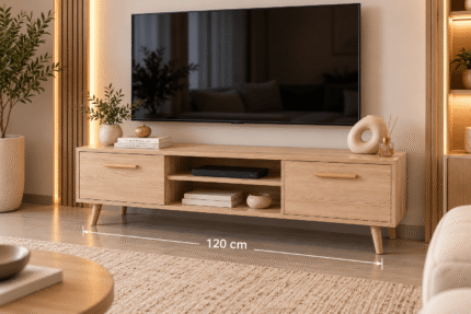 Meuble TV escondinave 120CM Poignet bois Beige